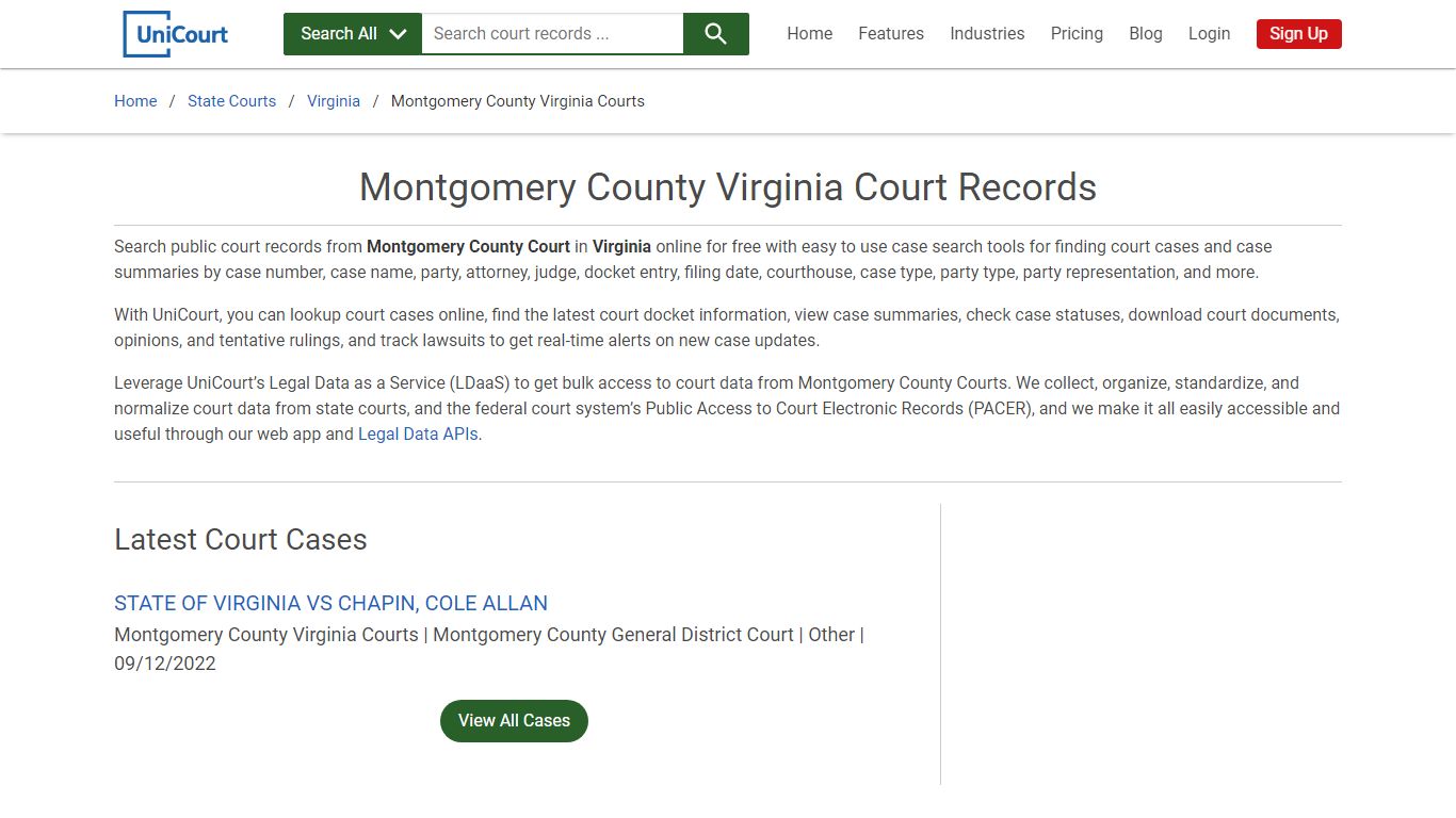 Montgomery County Virginia Court Records | Virginia | UniCourt